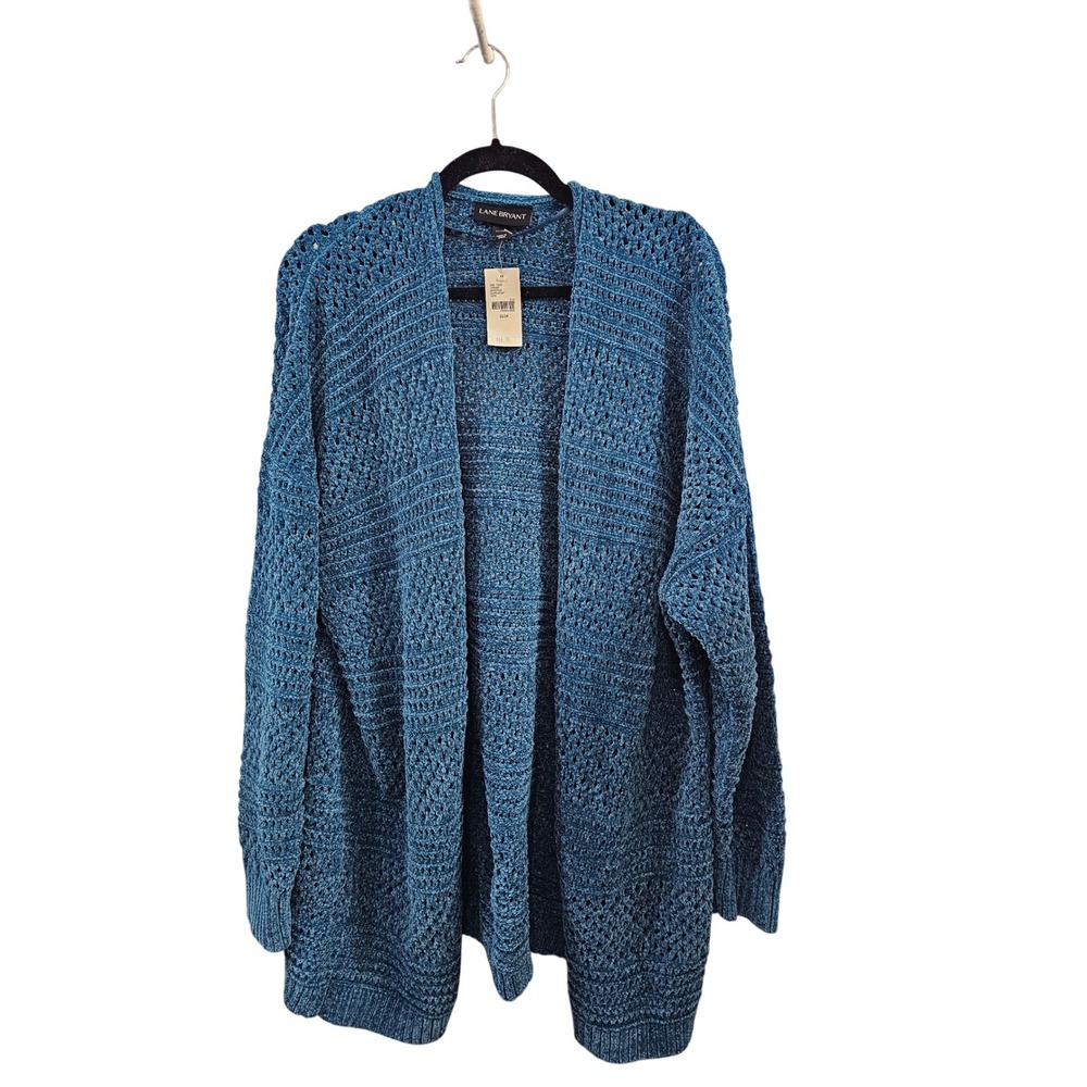 Lane Bryant Blue Sparkly Open Knit Cozy Soft Cardigan Sweater Plus Size 22 24 NW